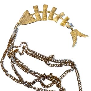 Articulated Gold Fishbone Chain Necklace